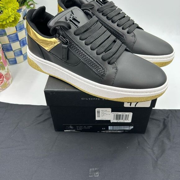 Men's Giuseppe Zanotti double zip low top leather sneakers size 43 made in Italy - Picture 5 of 12